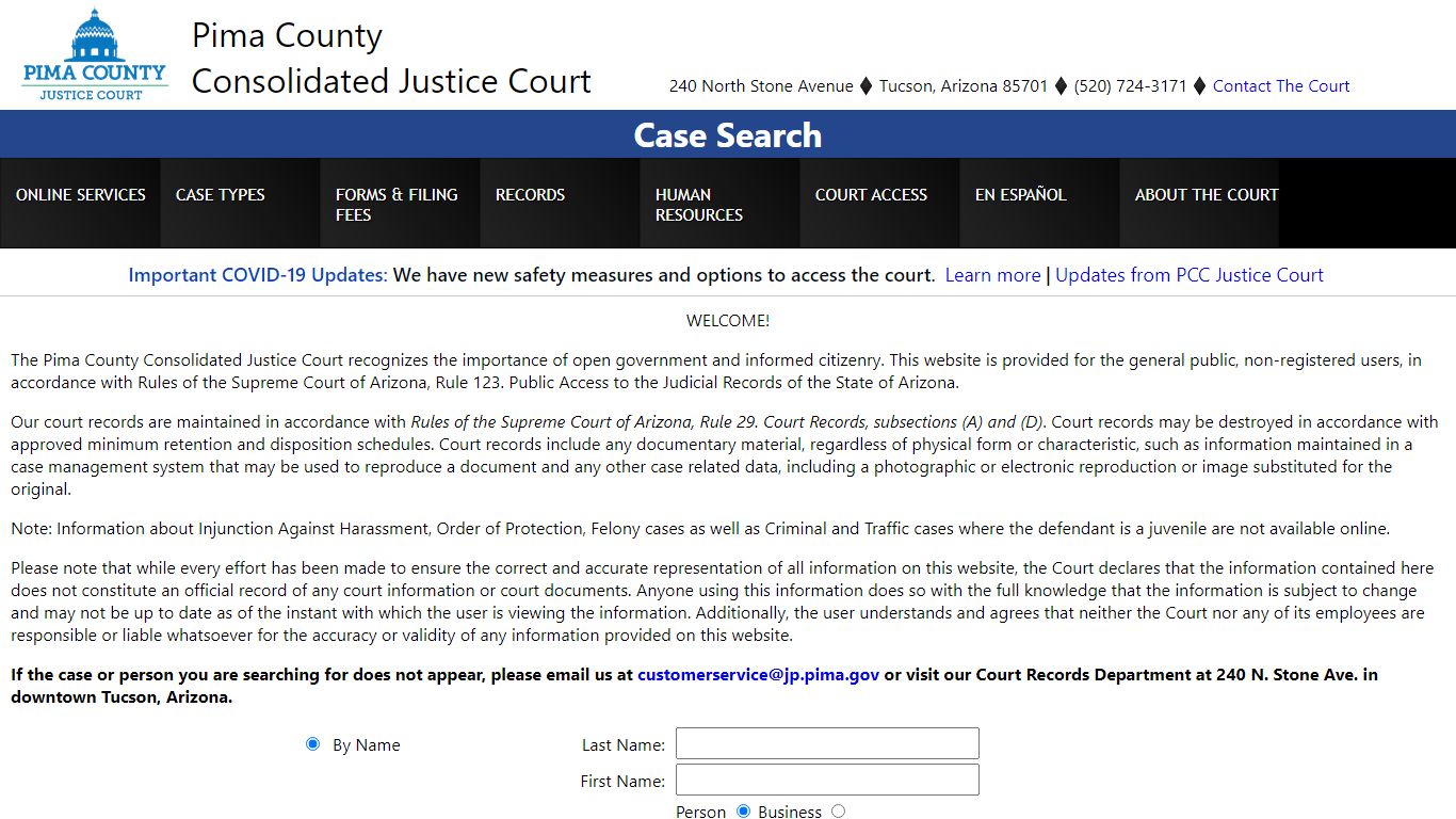 Case Search - Pima County Courthouse